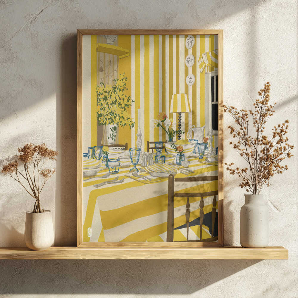Sunny Striped Dining Room Art Print UK — Abstract Vibrant Wall Art — Kitchen — Wall It All Prints
