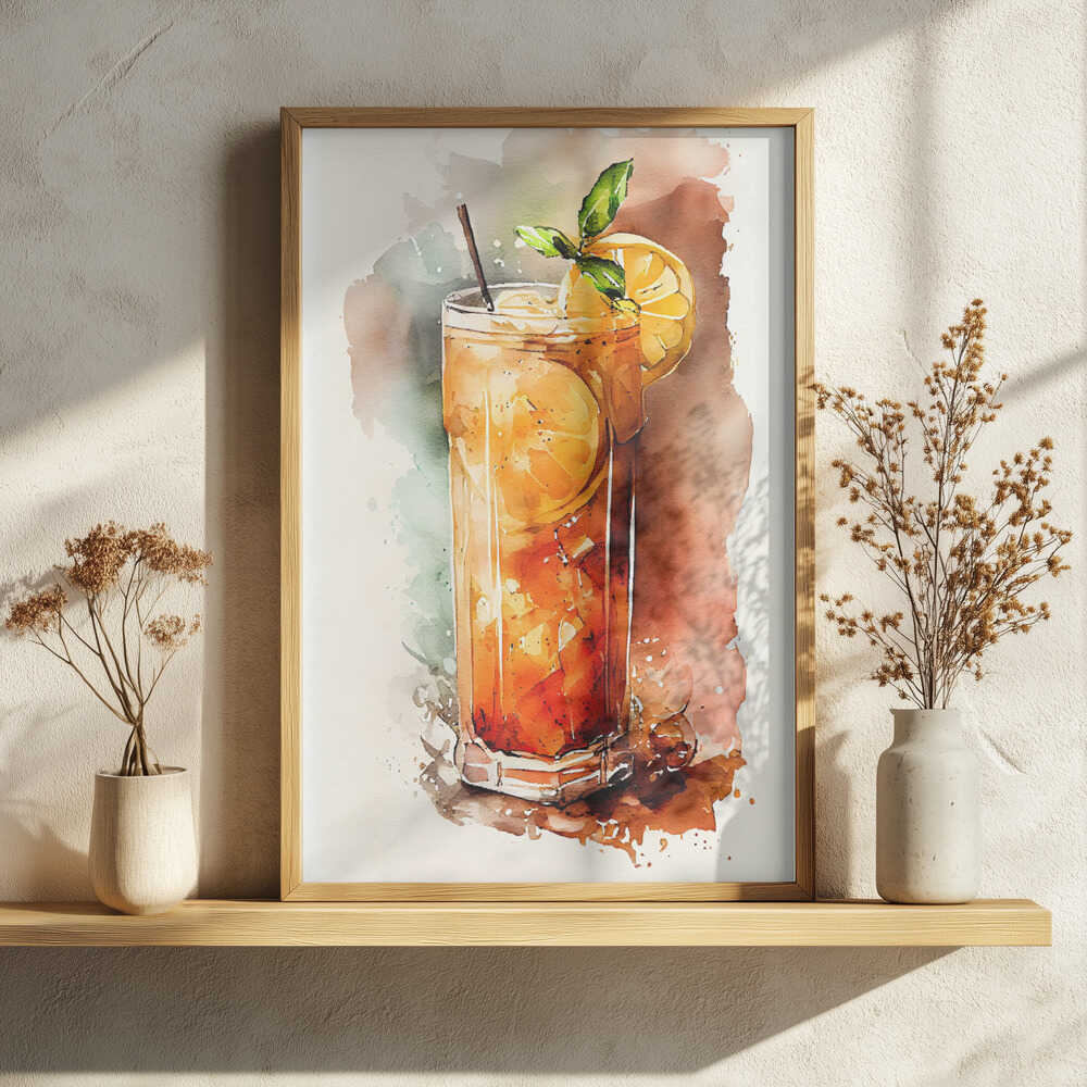 Refreshing Lemon Iced Tea Art Print UK — Botanical Vibrant Wall Art — Kitchen — Wall It All Prints
