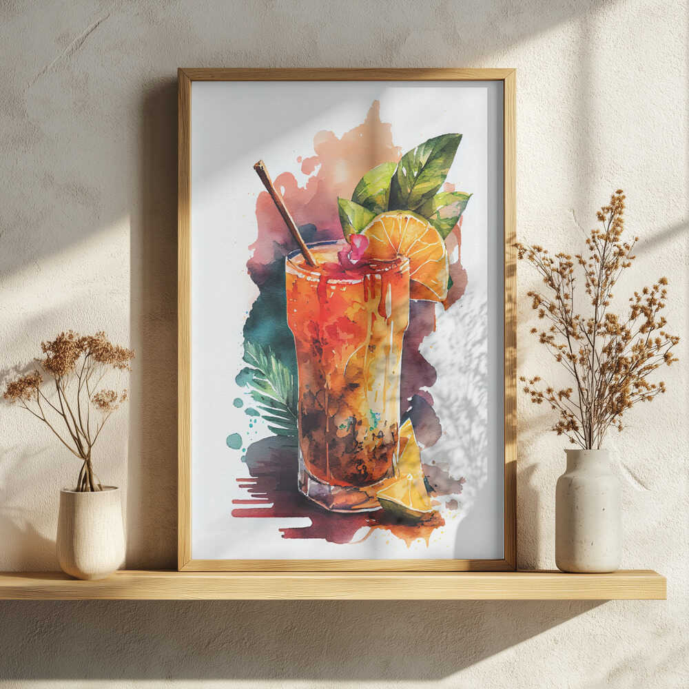 Vibrant Watercolor Cocktail Art Print UK — Abstract Vibrant Wall Art — Kitchen — Wall It All Prints