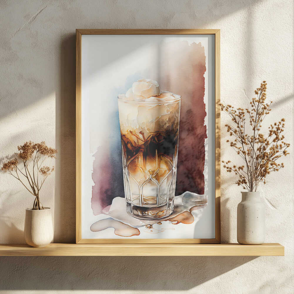 Creamy Iced Coffee Painting Art Print UK — Abstract Vibrant Wall Art — Kitchen — Wall It All Prints