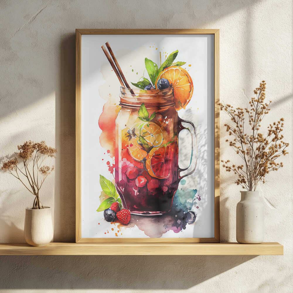 Refreshing Fruit Drink Art Print UK — Botanical Fresh Wall Art — Kitchen — Wall It All Prints