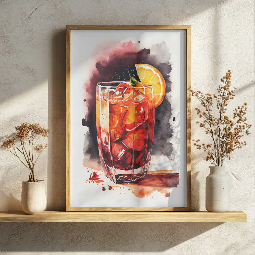 Refreshing Red Cocktail Art Print UK — Abstract Calm Wall Art — Kitchen — Wall It All Prints