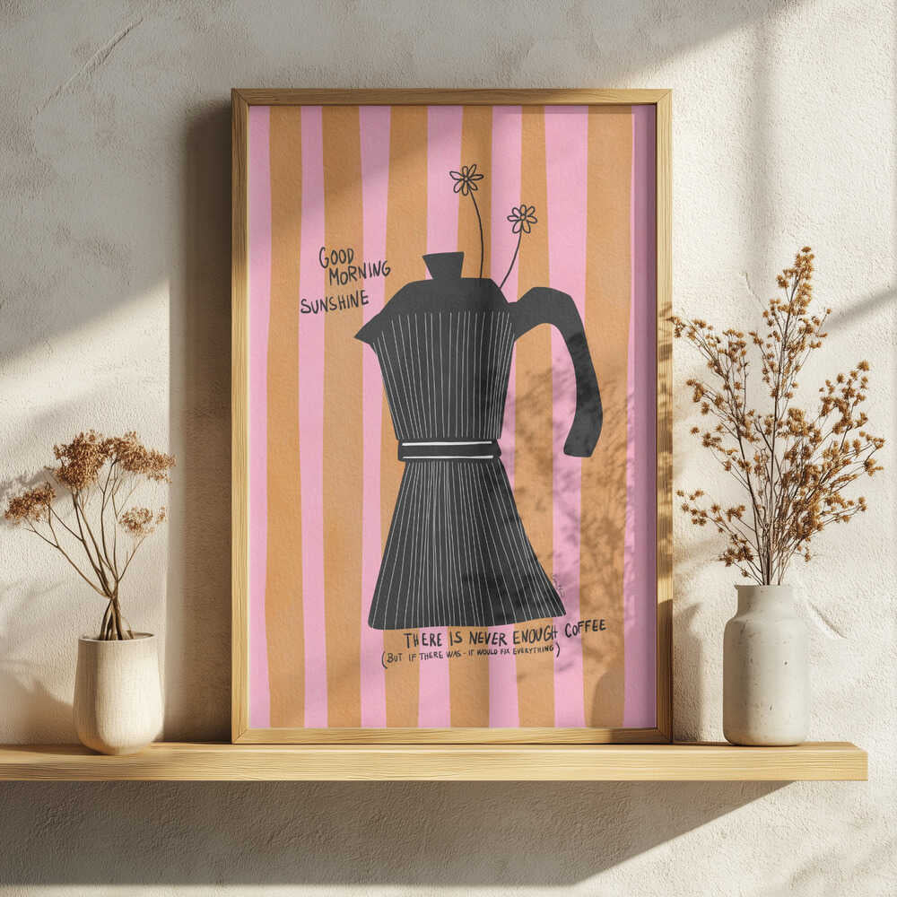 Good Morning Moka Pot Art Print UK — Botanical Vibrant Wall Art — Kitchen — Wall It All Prints