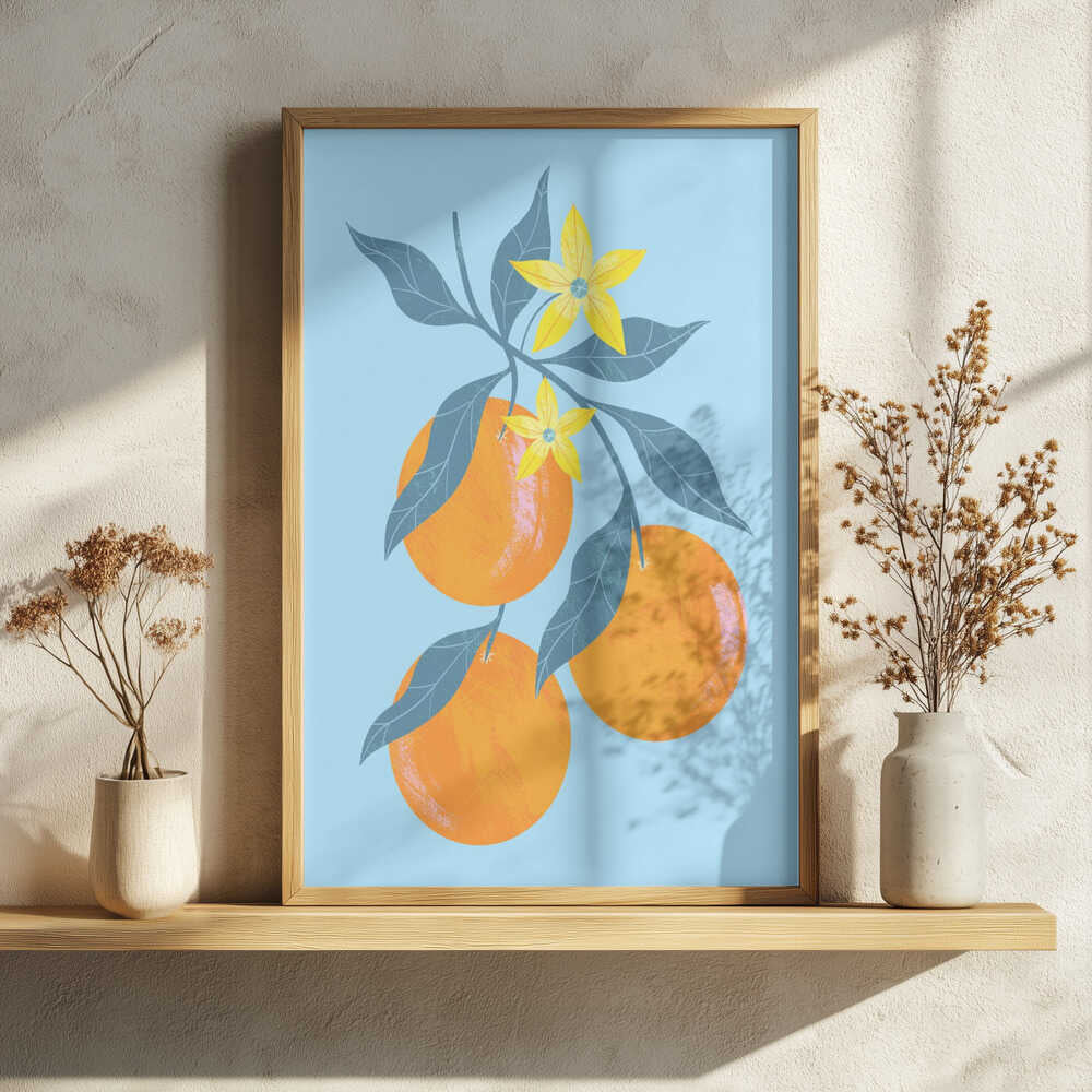 Orange Branch Art Print UK — Botanical Vibrant Wall Art — Kitchen — Wall It All Prints