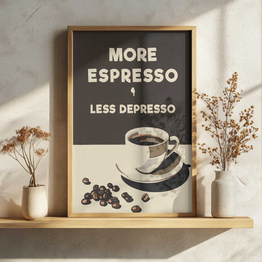 More Espresso Less Depresso Art Print UK — Abstract Vibrant Wall Art — Kitchen — Wall It All Prints