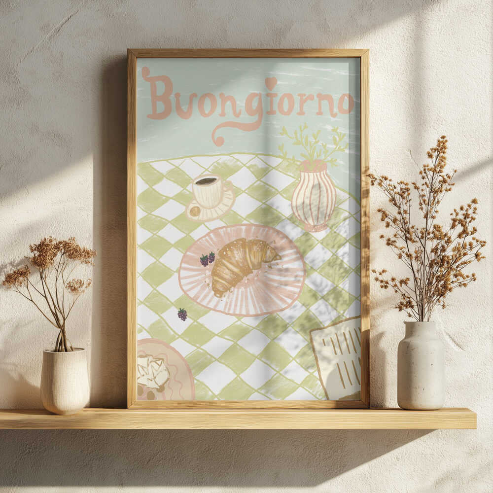 Buongiorno Breakfast Scene Art Print UK — Abstract Vibrant Wall Art — Kitchen — Wall It All Prints