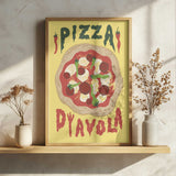 Spicy Diavola Pizza Art Print UK — Abstract Vibrant Wall Art — Kitchen — Wall It All Prints
