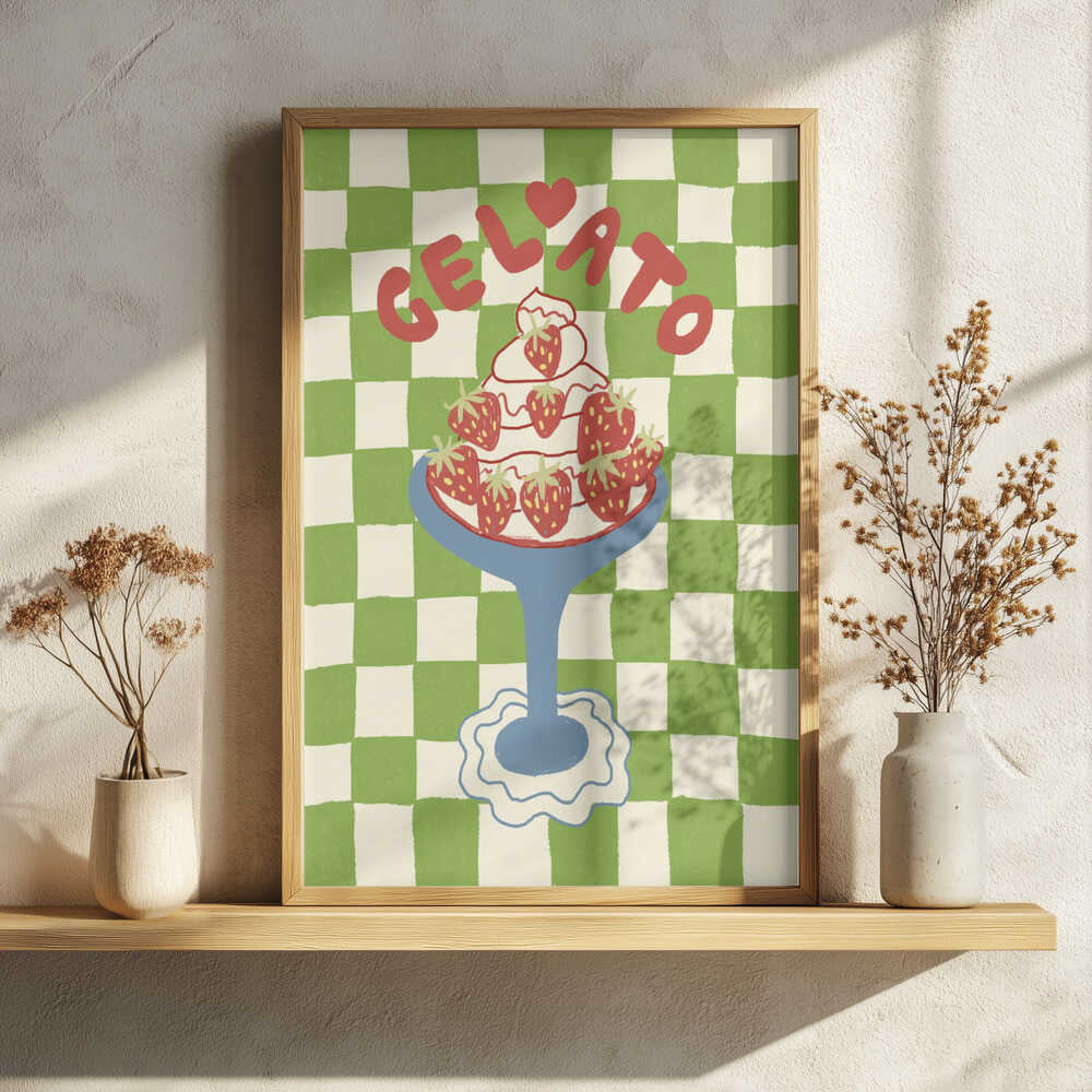 Sweet Strawberry Gelato Art Print UK — Abstract Vibrant Wall Art — Kitchen — Wall It All Prints
