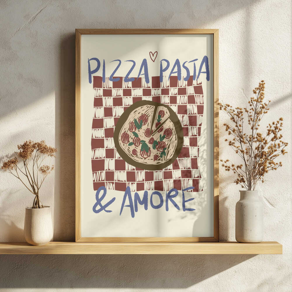 Pizza Pasta Amore Art Print UK — Abstract Minimal Wall Art — Kitchen — Wall It All Prints