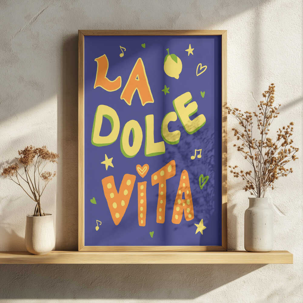 La Dolce Vita Lemon Art Print UK — Abstract Dark Wall Art — Living Room — Wall It All Prints