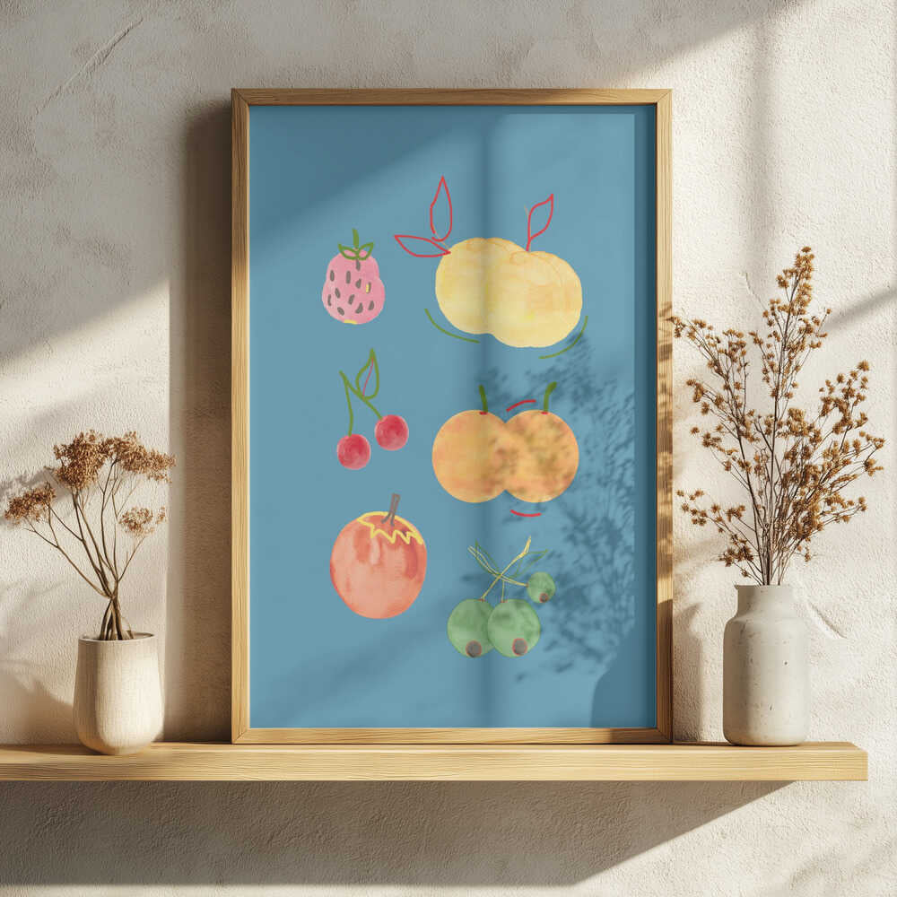 Vibrant Summer Fruits Art Print UK — Abstract Vibrant Wall Art — Kitchen — Wall It All Prints
