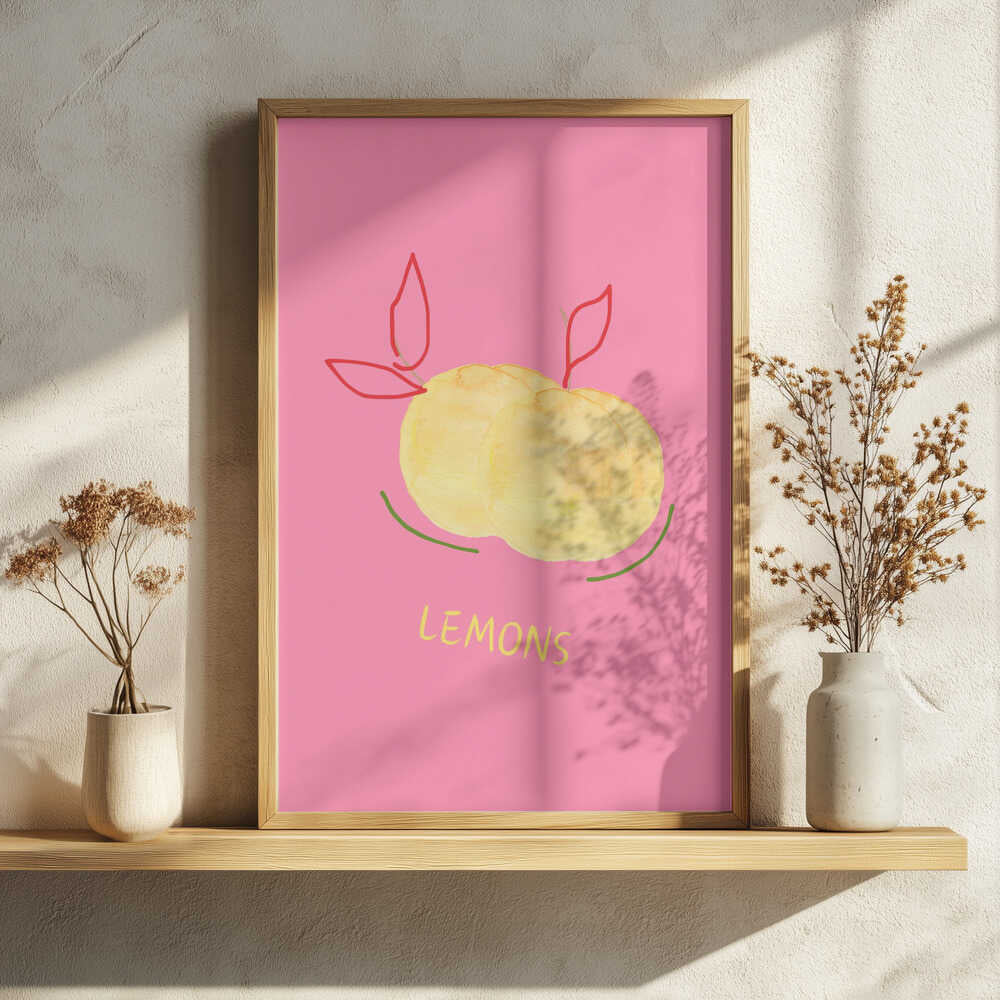 Vibrant Pink Lemons Art Print UK — Abstract Vibrant Wall Art — Kitchen — Wall It All Prints