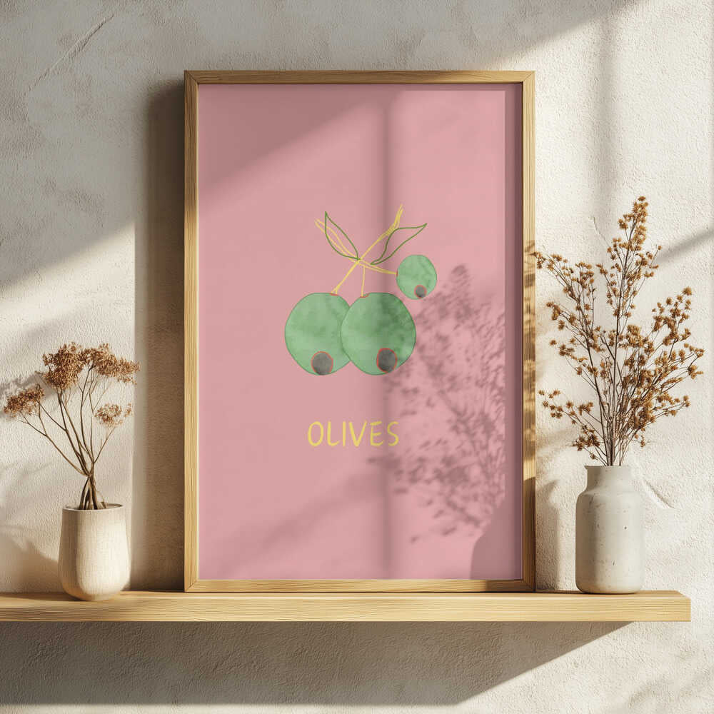 Watercolor Green Olives Art Print UK — Abstract Vibrant Wall Art — Kitchen — Wall It All Prints