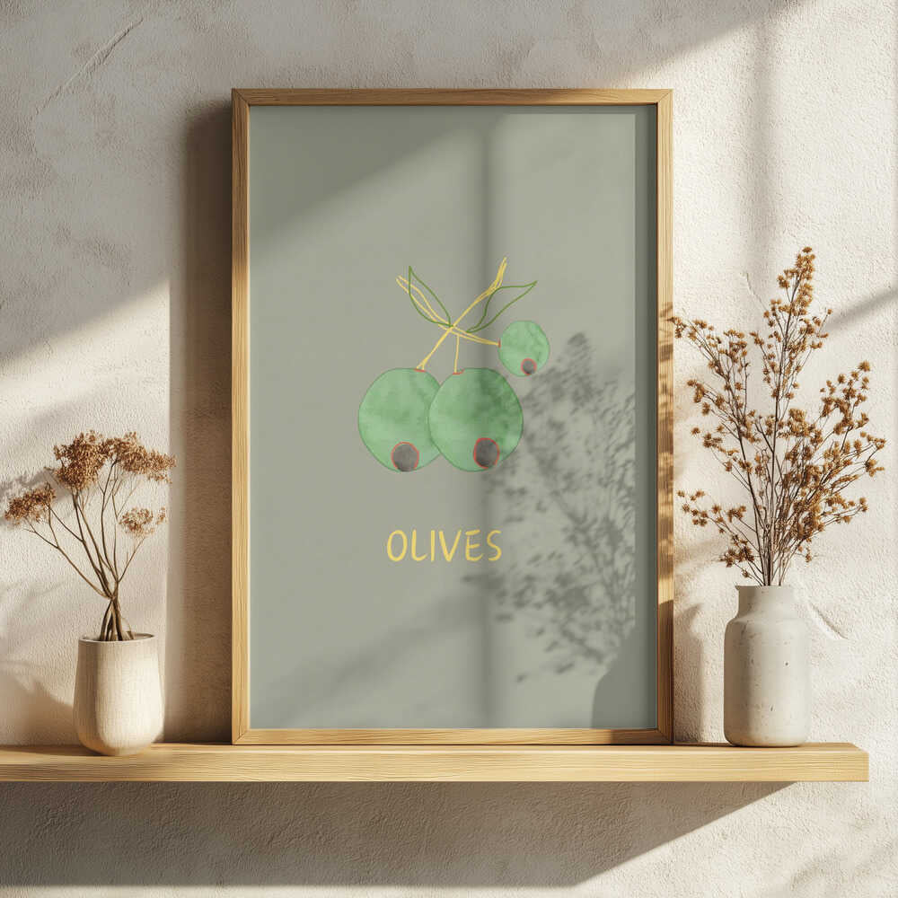 Mediterranean Green Olives Art Print UK — Abstract Vibrant Wall Art — Kitchen — Wall It All Prints