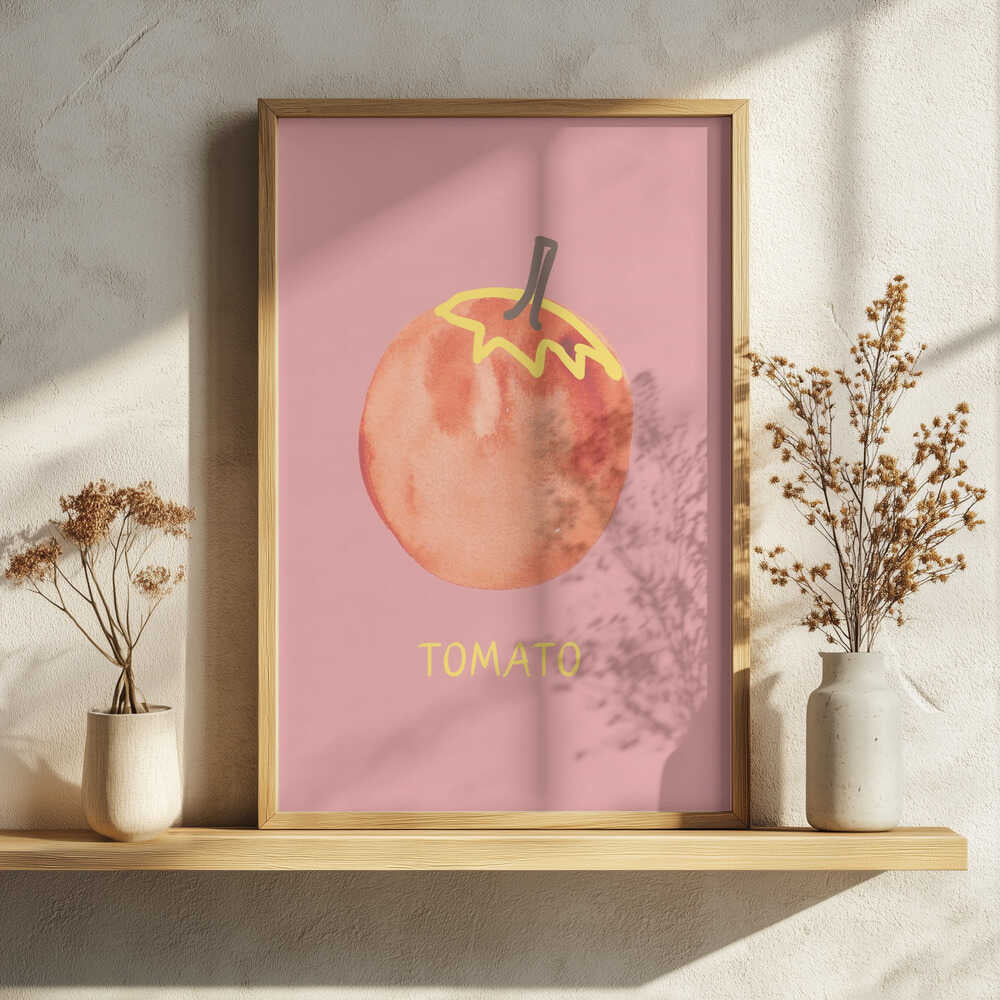 Tomato in Pink Art Print UK — Food Vibrant Wall Art — Kitchen — Wall It All Prints