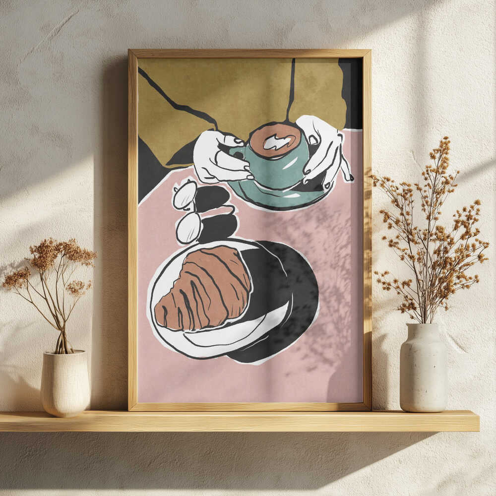 Croissant et café au lait Art Print UK — Abstract Calm Wall Art — Kitchen — Wall It All Prints