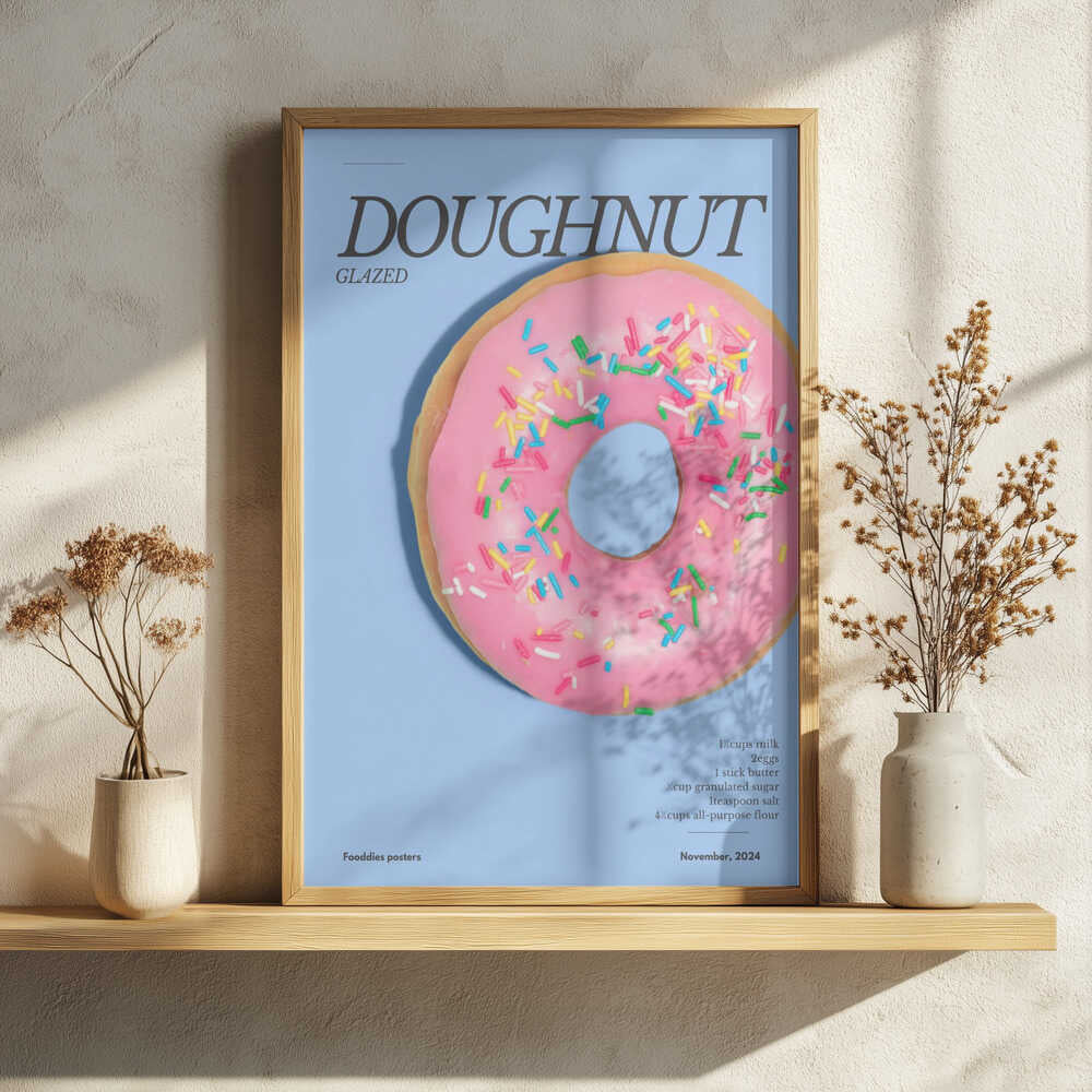 Pink Sprinkled Doughnut Art Print UK — Food Vibrant Wall Art — Kitchen — Wall It All Prints