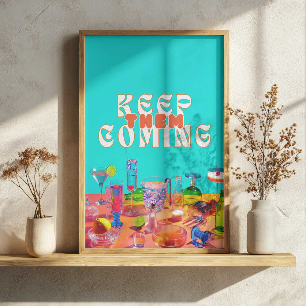 Keep Them Coming Cocktails Art Print UK — Food Vibrant Wall Art — Living Room — Wall It All Prints