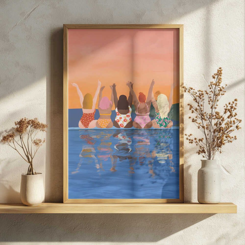 Summer Sunset Friends Art Print UK — Abstract Minimal Wall Art — Living Room — Wall It All Prints
