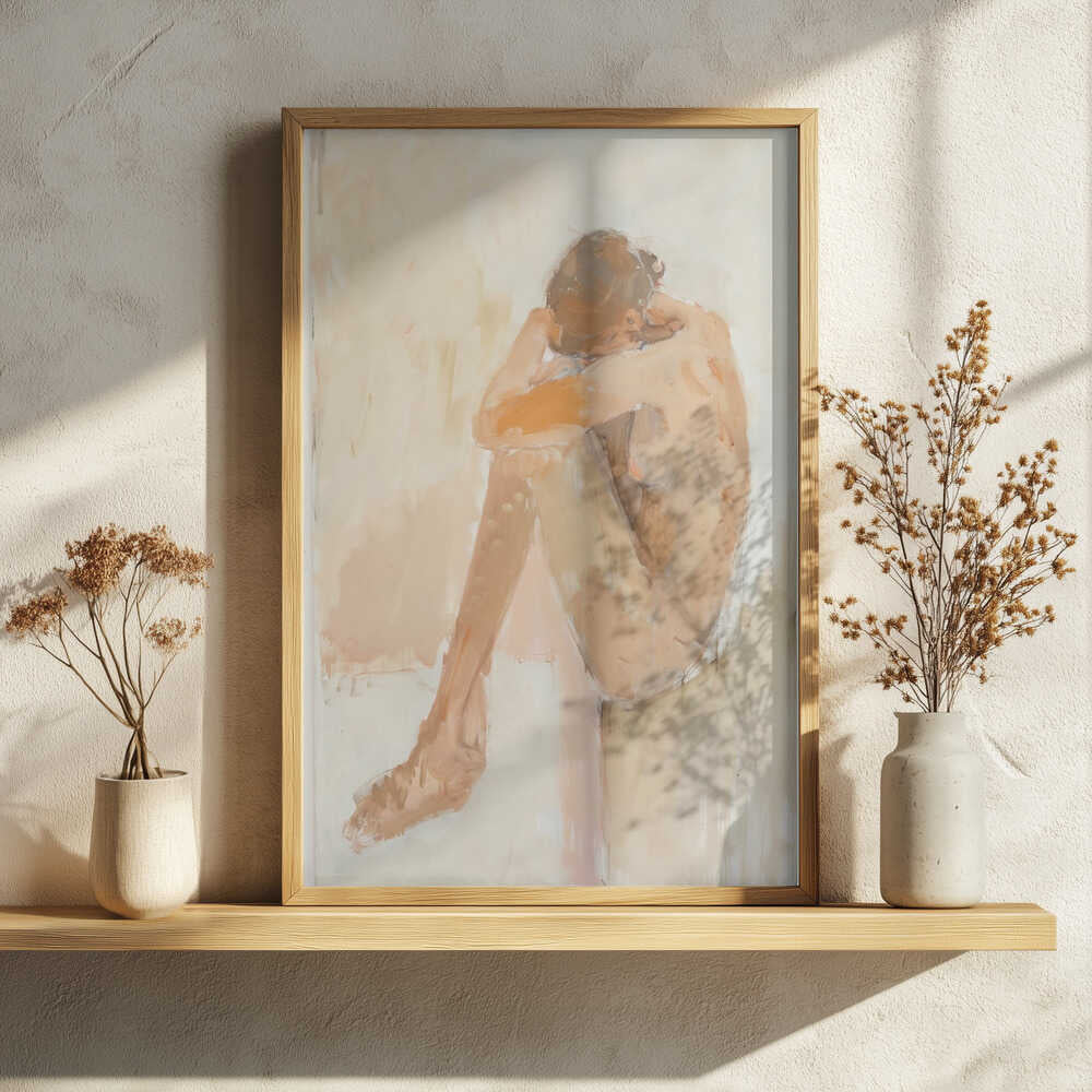 Quiet Nude Contemplation Art Print UK — Abstract Minimal Wall Art — Bathroom — Wall It All Prints