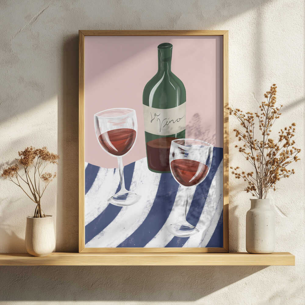 Red Wine Still Life Art Print UK — Abstract Vibrant Wall Art — Kitchen — Wall It All Prints