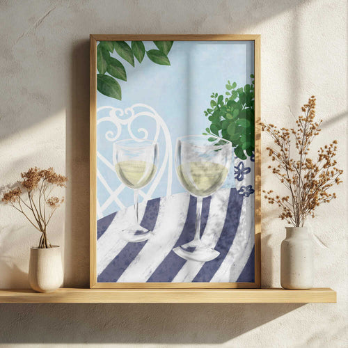 Al Fresco Wine Moment Art Print UK — Botanical Minimal Wall Art — Kitchen — Wall It All Prints