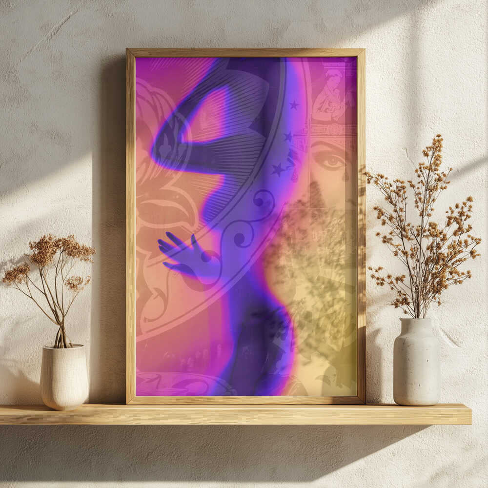 Vibrant Pop Art Woman Art Print UK — Abstract Dark Wall Art — Living Room — Wall It All Prints