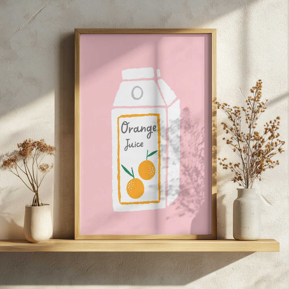 Cute Orange Juice Carton Art Print UK — Abstract Calm Wall Art — Kitchen — Wall It All Prints