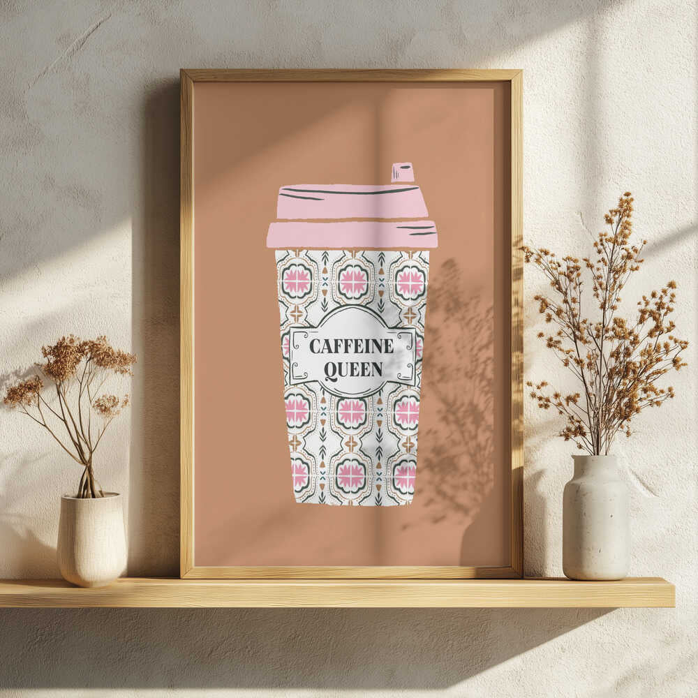 Caffeine Queen Coffee Cup Art Print UK — Abstract Vibrant Wall Art — Living Room — Wall It All Prints