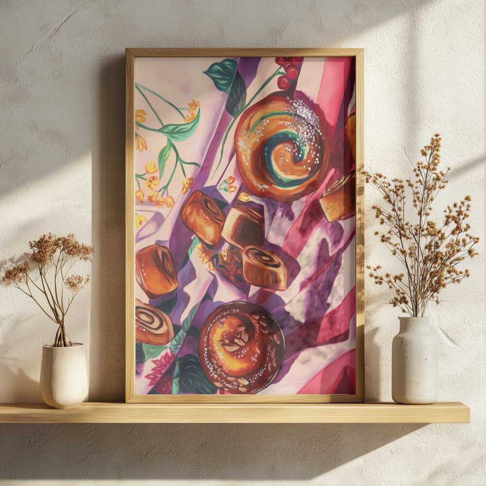 Sweet Buns and Berries Art Print UK — Food Vibrant Wall Art — Kitchen — Wall It All Prints