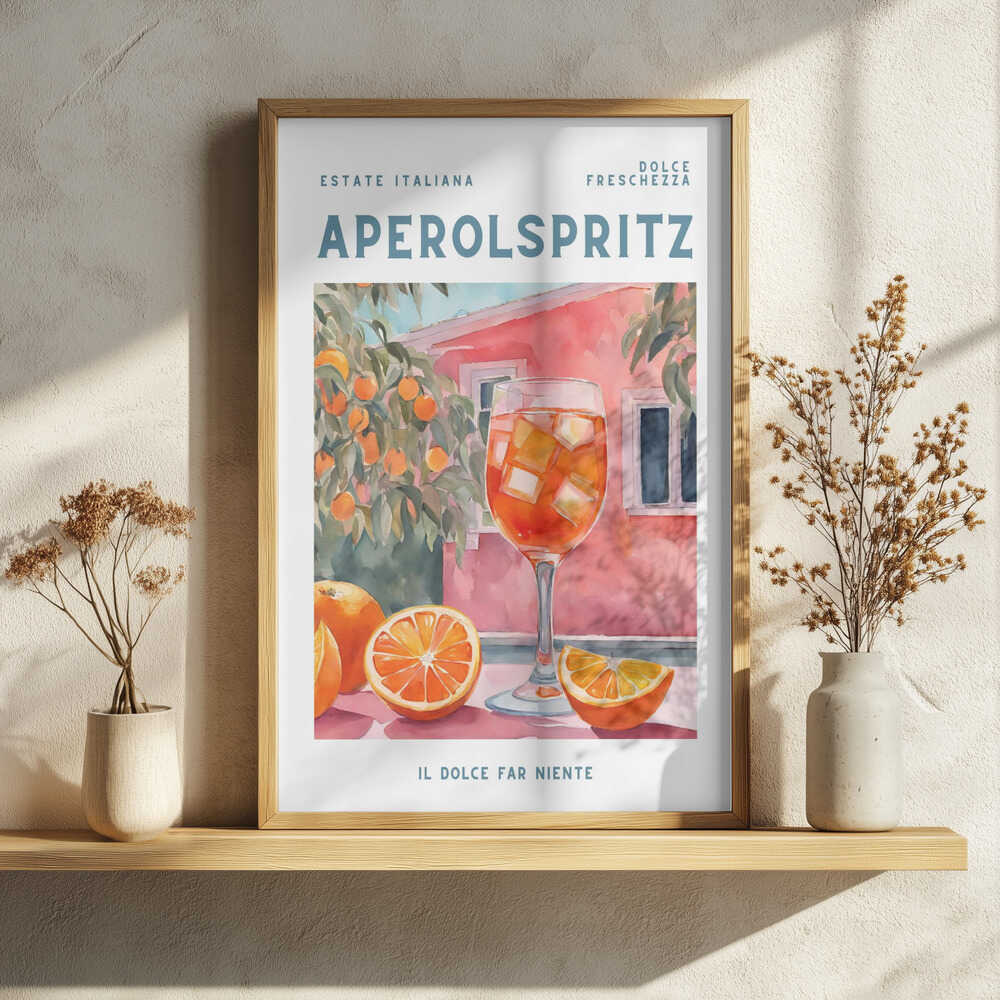 Aperol Spritz Summer Scene Art Print UK — Botanical Vibrant Wall Art — Kitchen — Wall It All Prints