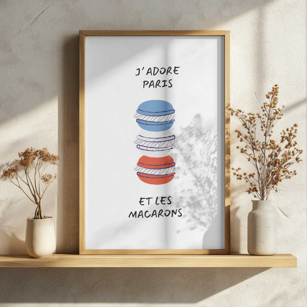 J'adore Paris Macarons Art Print UK — Food Vibrant Wall Art — Kitchen — Wall It All Prints
