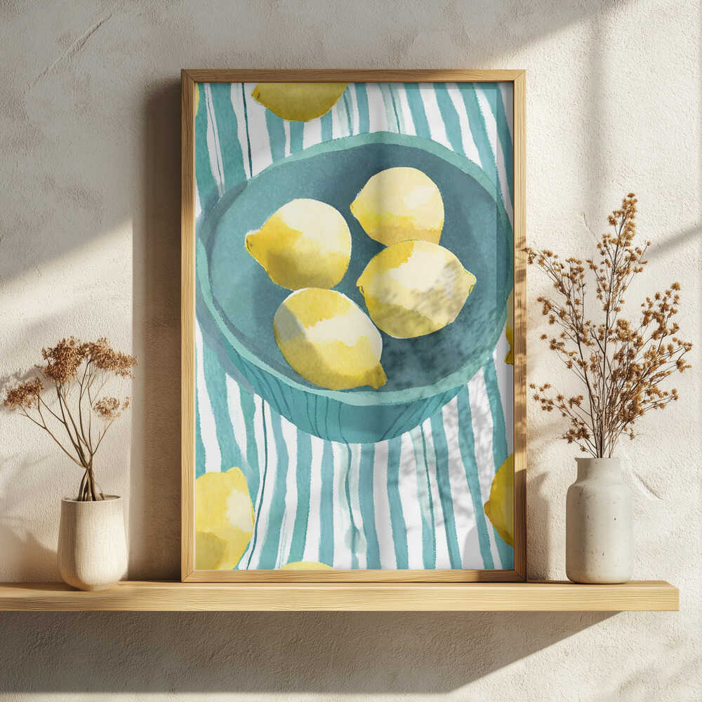 Bright Lemon Bowl Art Print UK — Food Vibrant Wall Art — Kitchen — Wall It All Prints