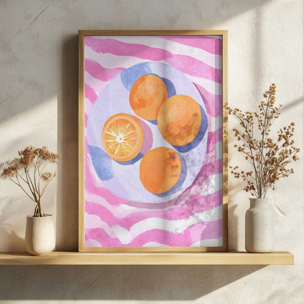 Vibrant Citrus Plate Art Print UK — Food Vibrant Wall Art — Kitchen — Wall It All Prints