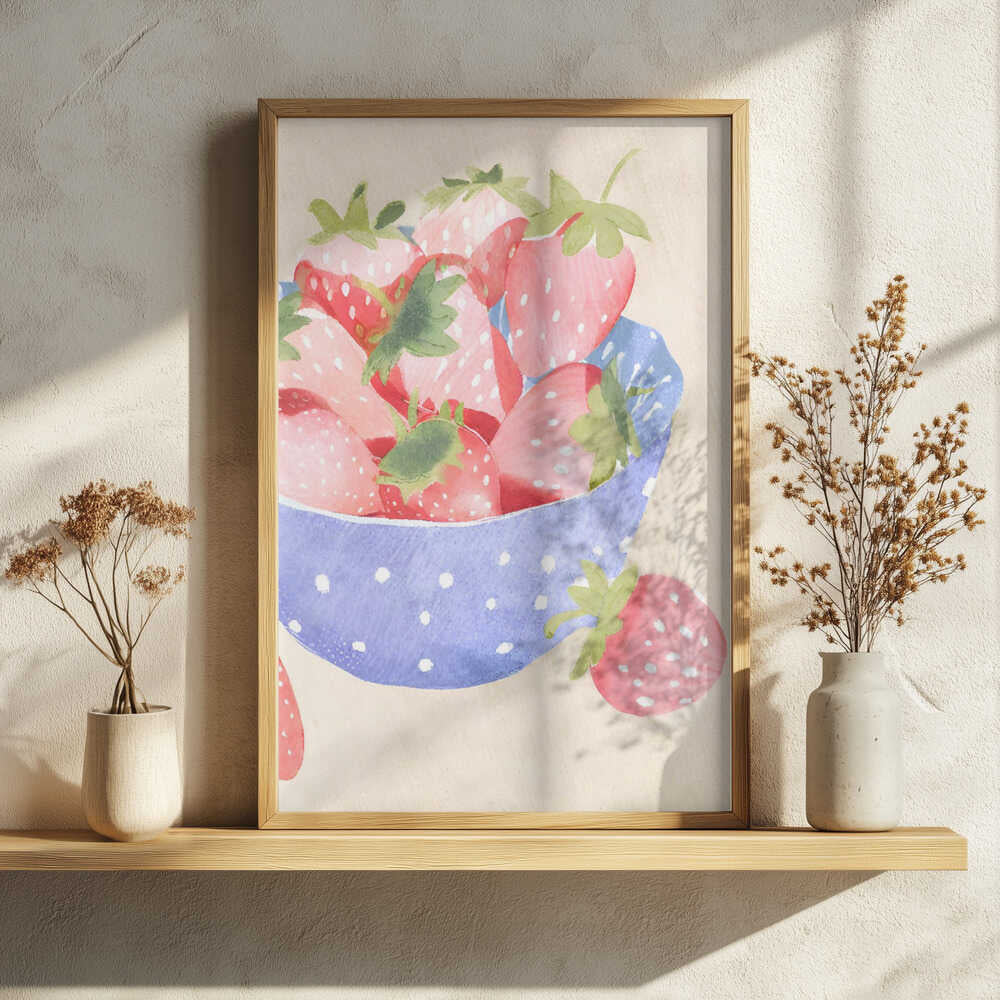 Fresh Strawberry Bowl Art Print UK — Food Calm Wall Art — Kitchen — Wall It All Prints