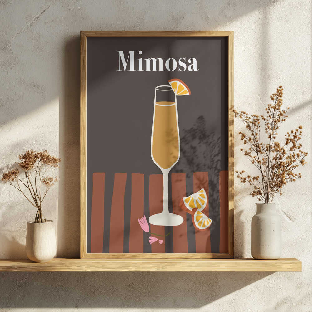 Elegant Mimosa Cocktail Art Print UK — Botanical Vibrant Wall Art — Kitchen — Wall It All Prints
