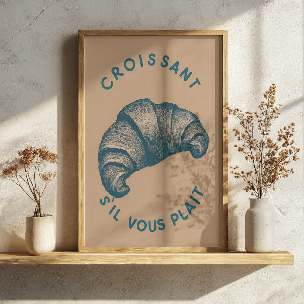 Croissant S'il Vous Plait Art Print UK — Vintage Minimal Wall Art — Kitchen — Wall It All Prints
