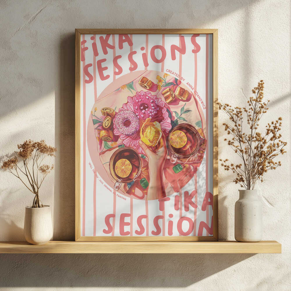 Cozy Fika Tea Time Art Print UK — Botanical Vibrant Wall Art — Kitchen — Wall It All Prints