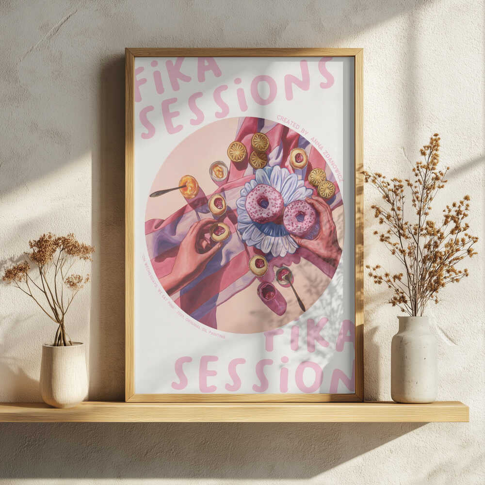 Pink Fika Sessions Art Print UK — Animal Vibrant Wall Art — Kitchen — Wall It All Prints