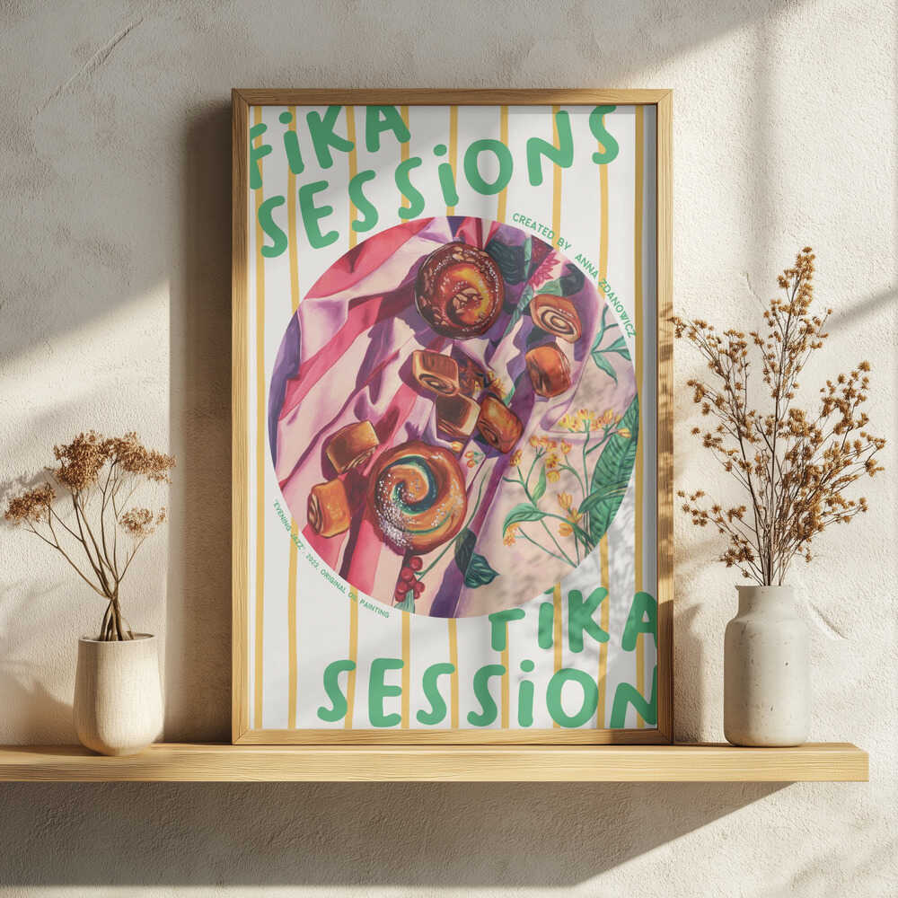 Cozy Fika Pastries Art Print UK — Botanical Vibrant Wall Art — Kitchen — Wall It All Prints