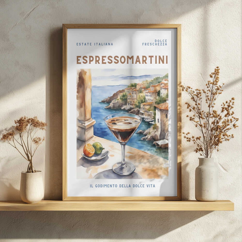 Italian Summer Espresso Martini Art Print UK — Landscape Vibrant Wall Art — Kitchen — Wall It All Prints