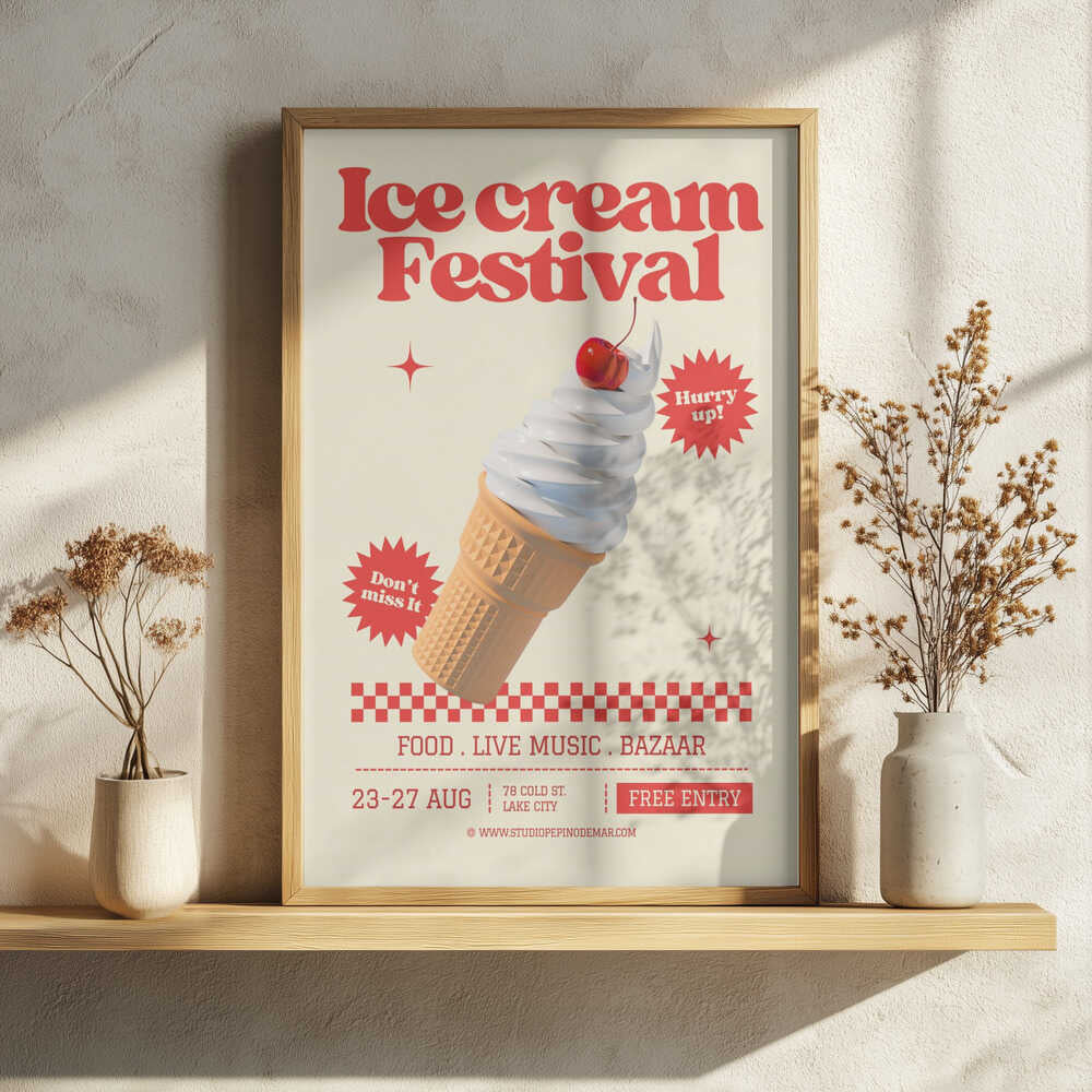 Ice Cream Festival Treat Art Print UK — Abstract Calm Wall Art — Kitchen — Wall It All Prints