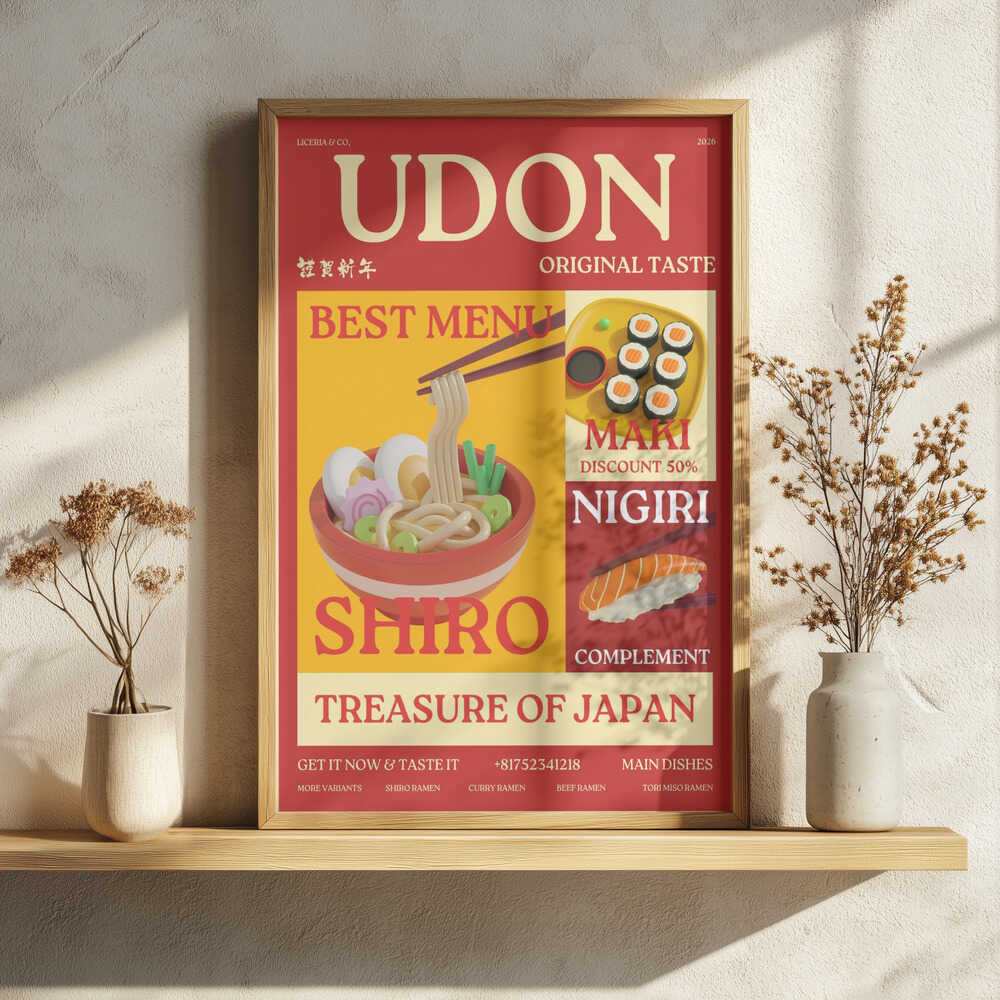 Japanese Udon And Sushi Art Print UK — Japanese Fresh Wall Art — Kitchen — Wall It All Prints