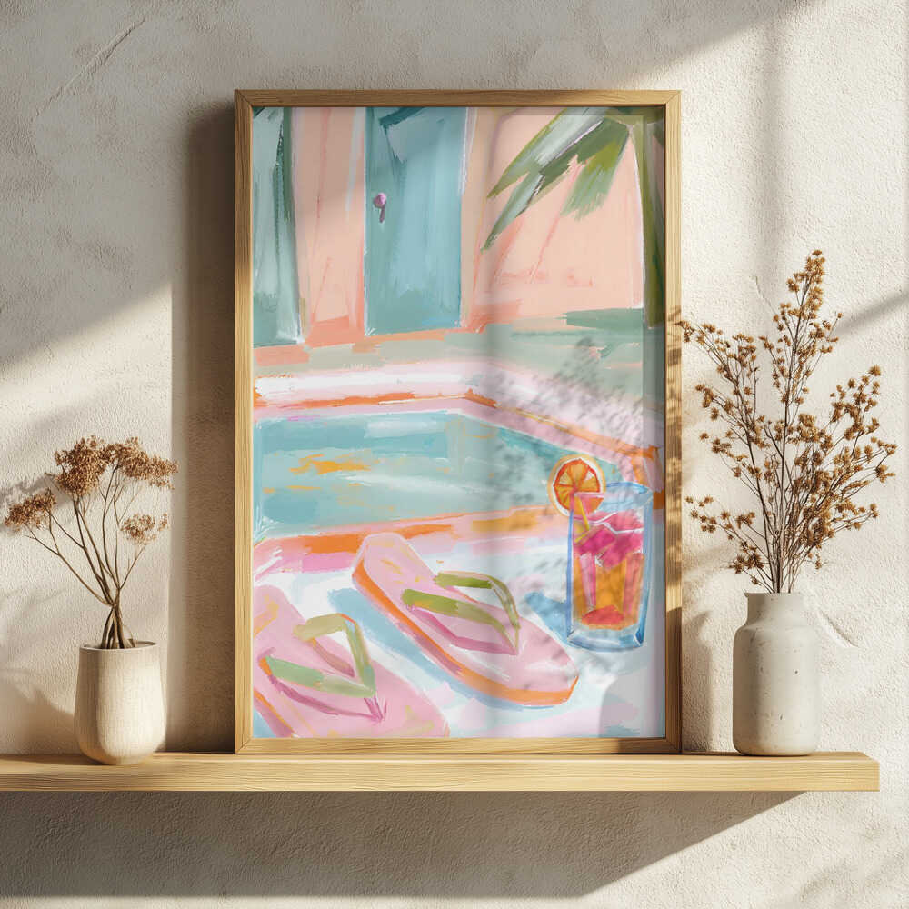 Poolside Summer Refreshment Art Print UK — Landscape Vibrant Wall Art — Living Room — Wall It All Prints