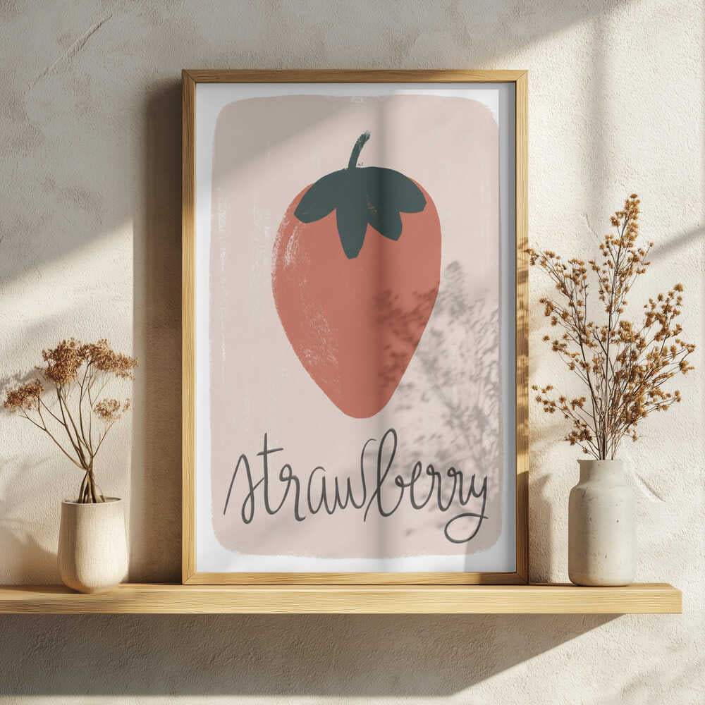 Sweet Strawberry Illustration Art Print UK — Botanical Minimal Wall Art — Kitchen — Wall It All Prints