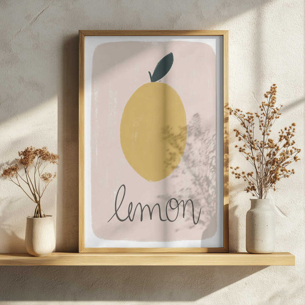 Yellow Lemon Drawing Art Print UK — Botanical Vibrant Wall Art — Kitchen — Wall It All Prints