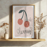 Sweet Red Cherries Art Print UK — Botanical Minimal Wall Art — Kitchen — Wall It All Prints