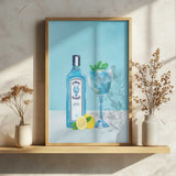 Gin Cocktail Art Print UK — Food Vibrant Wall Art — Kitchen — Wall It All Prints