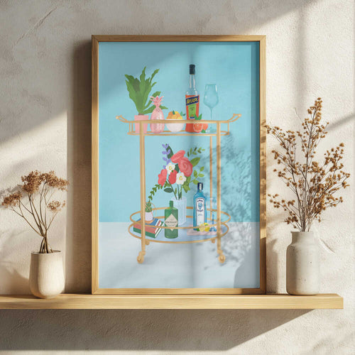Bar Cart Art Print UK — Botanical Vibrant Wall Art — Kitchen — Wall It All Prints