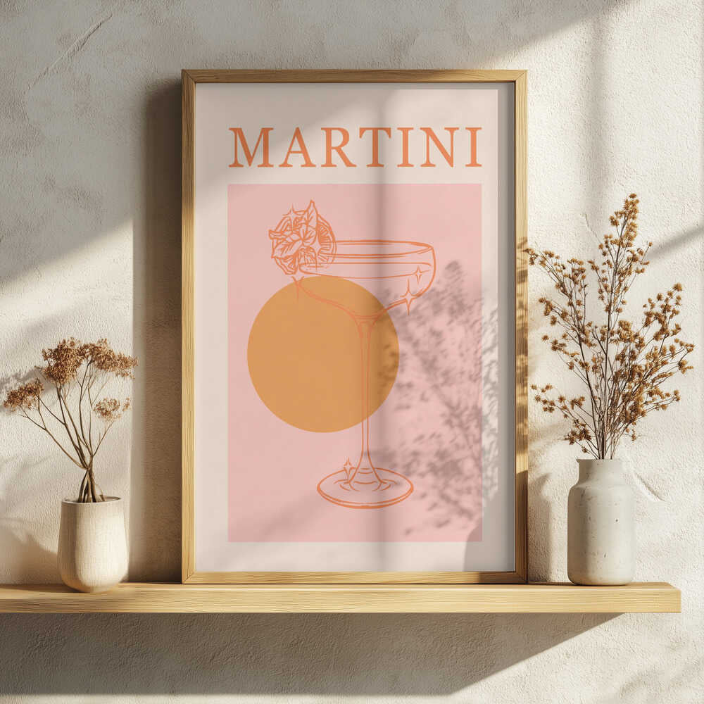 Retro Martini Cocktail Art Print UK — Abstract Minimal Wall Art — Office — Wall It All Prints